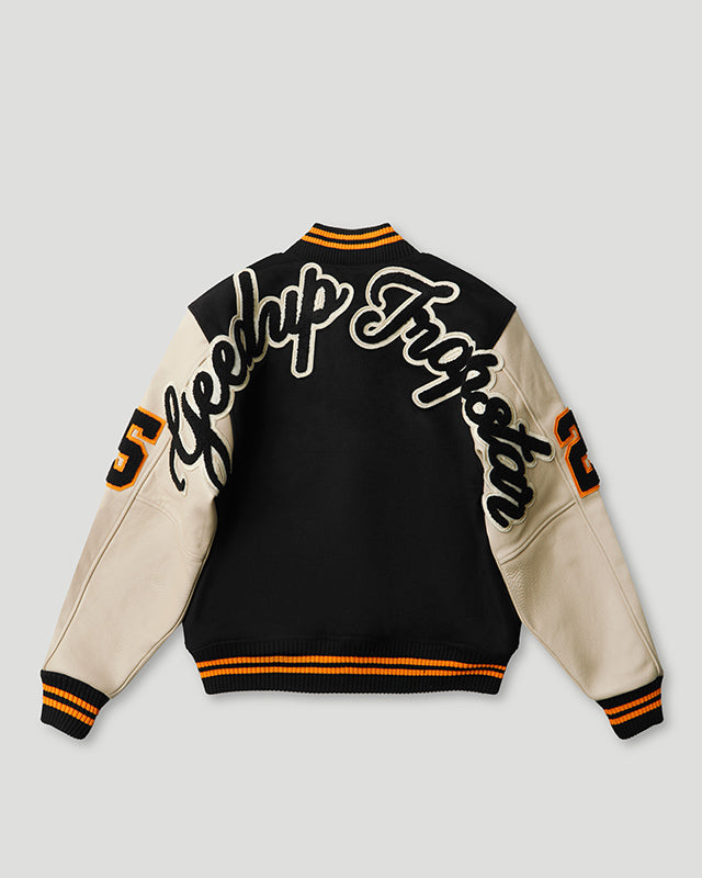 Geedup x Trapstar Letterman Jacket Black/Cream/Orange – Geedup Co. US