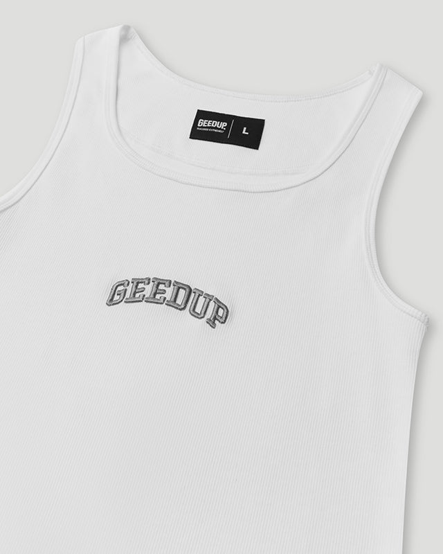 Team Logo Ribbed Tank Top White – Geedup Co. US