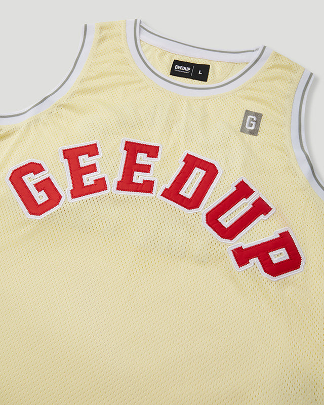 College Logo BBall Jersey Cream Geedup Co. US