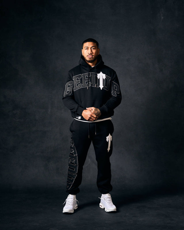 TEAM LOGO DOUBLE KNIT PANTS BLACK　L Polo Ralph Lauren Men's Black Crest Graphic Double Knit Jogger