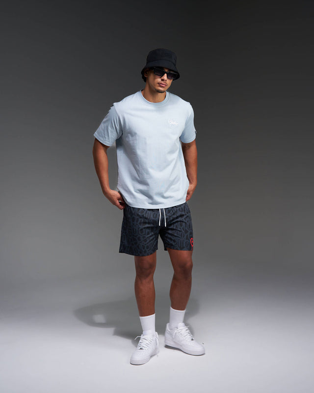 Micro Handstyle T-Shirt Washed Blue/White