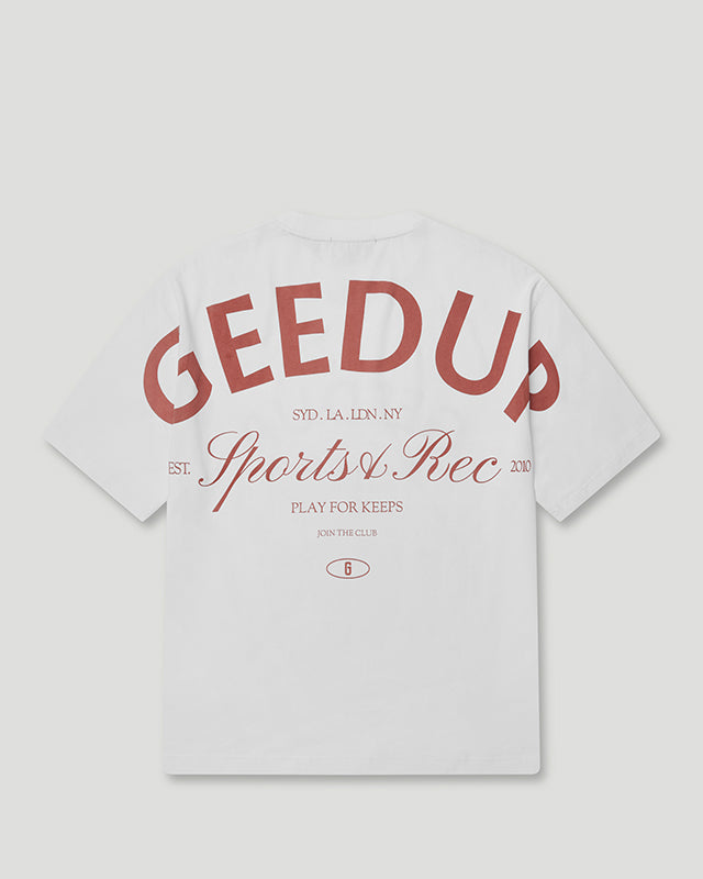Sports & Rec. T-Shirt White/Burgundy