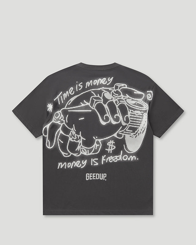 Time Is Money T-Shirt Charcoal/White
