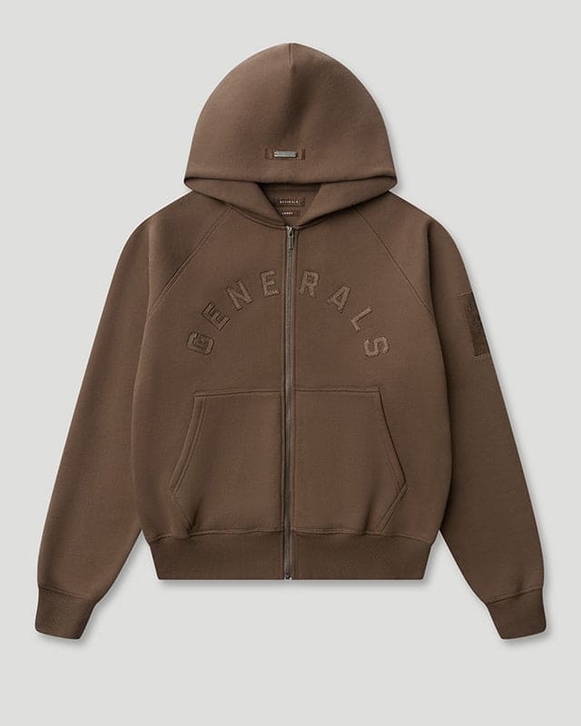 Generals Classic Fit Raglan Zip Hoodie Chestnut