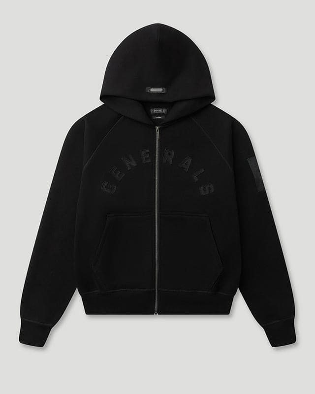Generals Classic Fit Raglan Zip Hoodie Jet Black