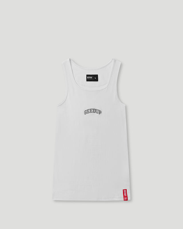 Team Logo Ribbed Tank Top White – Geedup Co. US