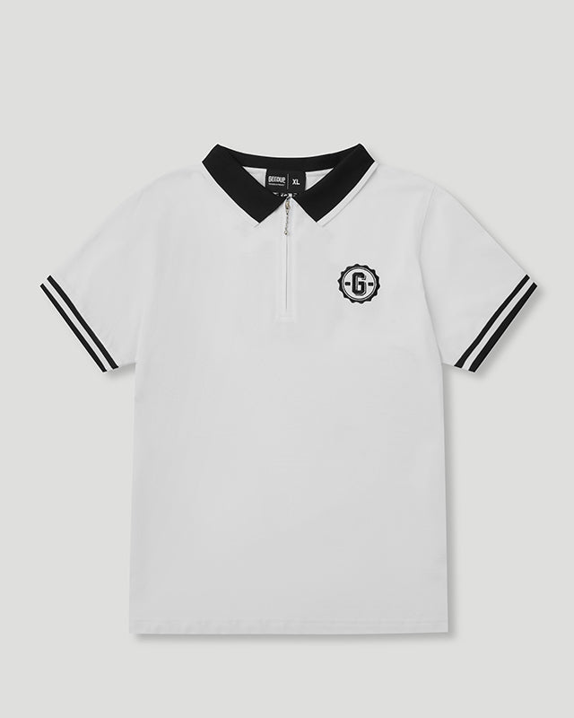 Cursive Pique Polo White