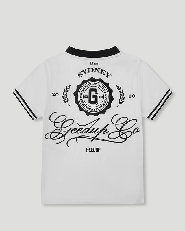 Cursive Pique Polo White