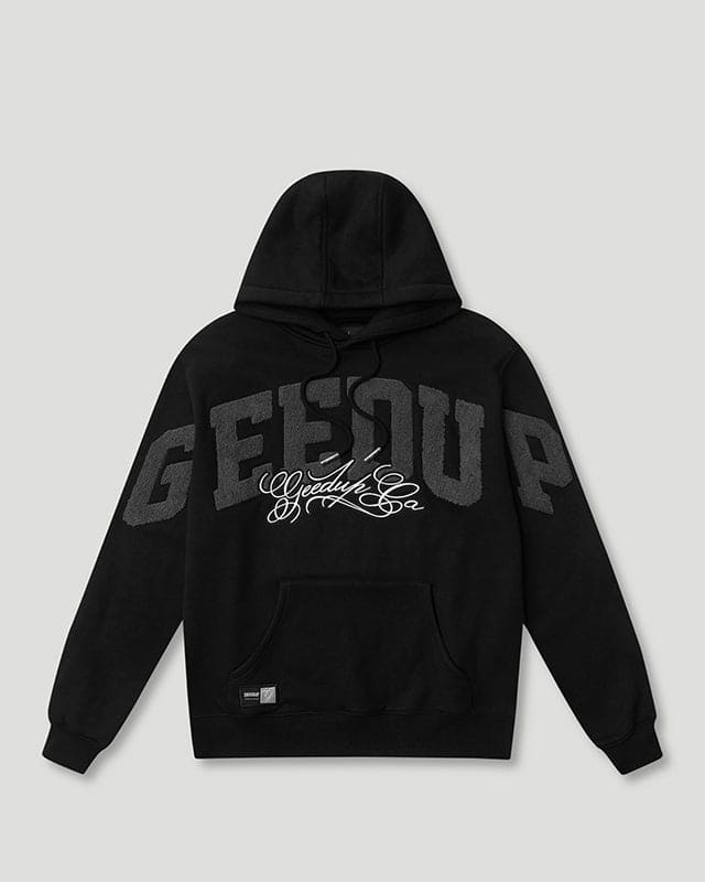 Team Logo Cursive Hoodie Black/Grey