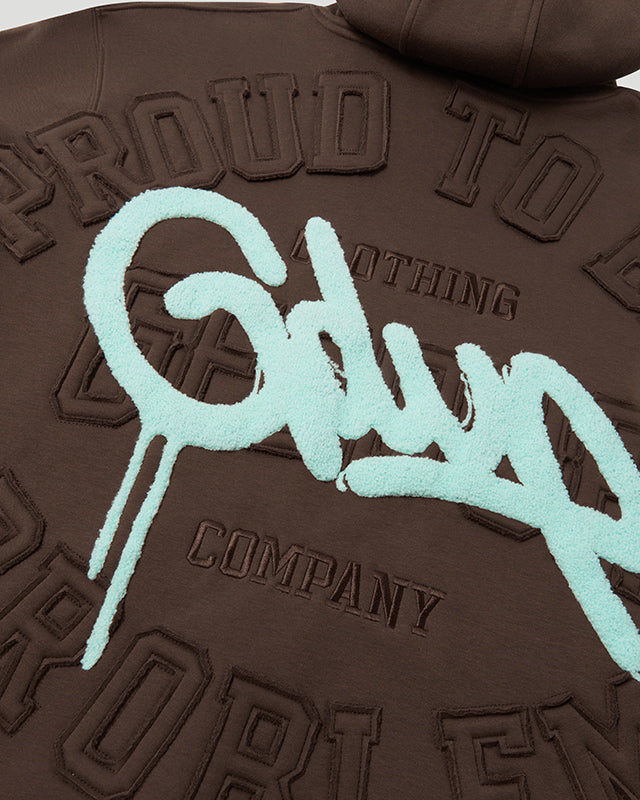 Proud To Be A Problem Hoodie Brown/Light Blue