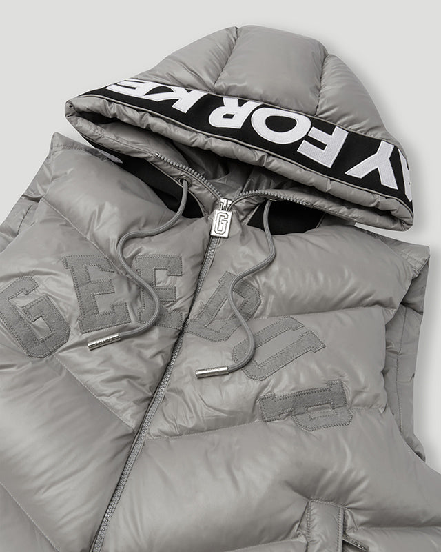 PFK Hooded Duck Down Vest Grey