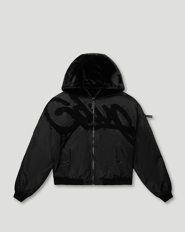 Handstyle/Team Logo Fur Jacket Black/Black