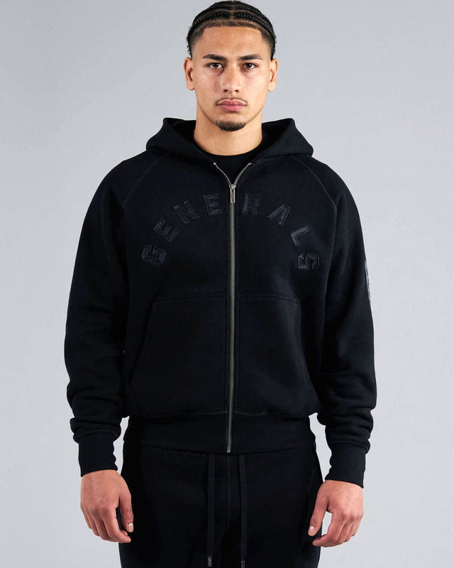 Generals Classic Fit Raglan Zip Hoodie Jet Black