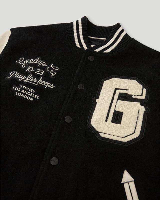13YR PFK Varsity Jacket Black/Cream – Geedup Co. US