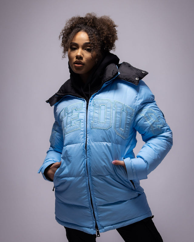 Team Logo Reversible Duck Down Jacket Baby Blue Black Geedup Co. US